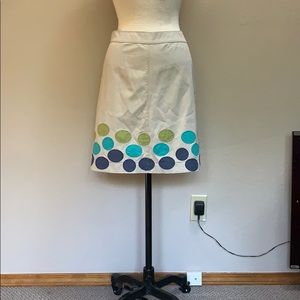 Cute Boden khaki dot appliqué knee length skirt